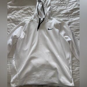Men Nike White Hoodie with Black Logo